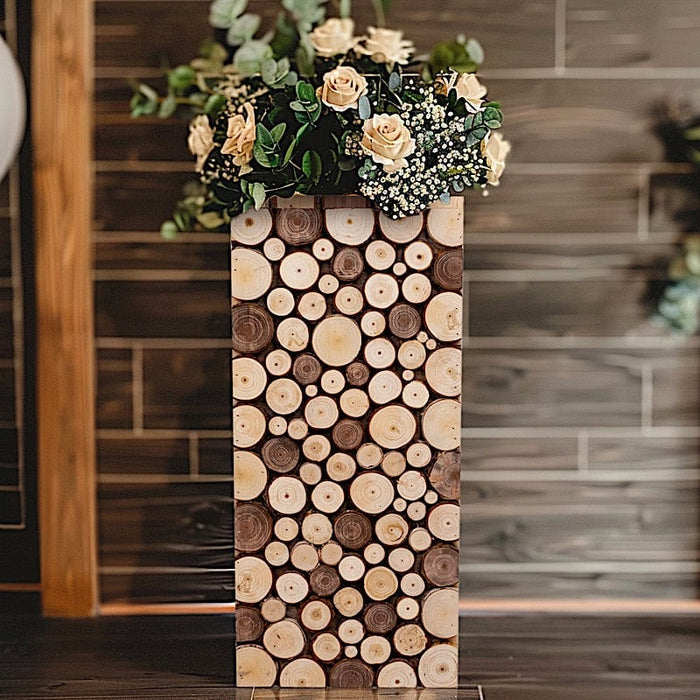 Wooden Slices Pillar Prop Pedestal Stand - Natural