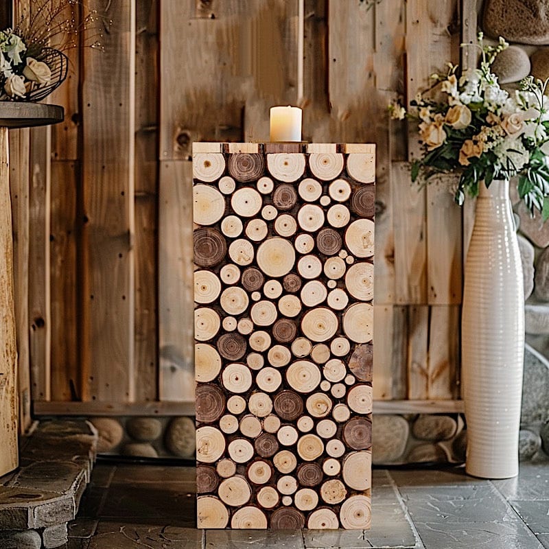 Wooden Slices Pillar Prop Pedestal Stand - Natural