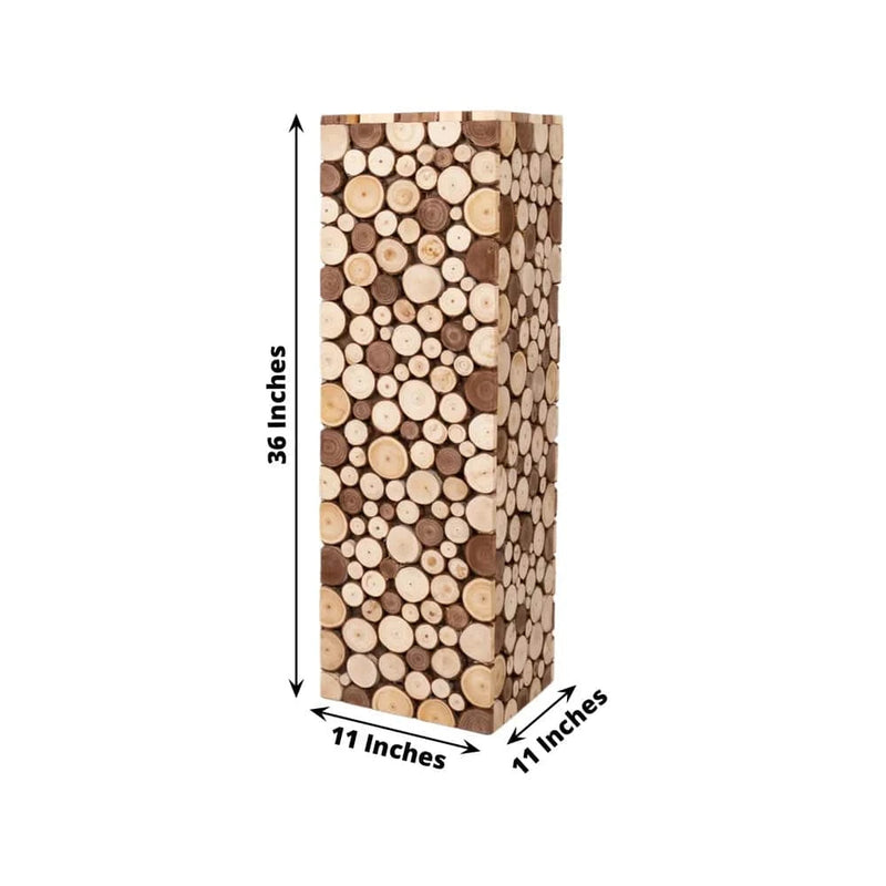 Wooden Slices Pillar Prop Pedestal Stand - Natural
