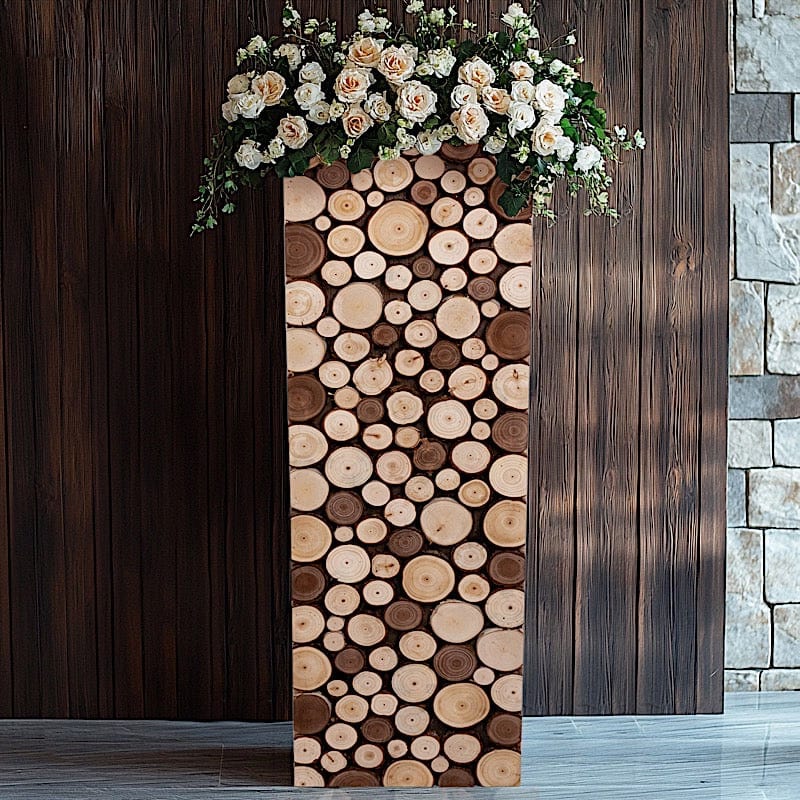 Wooden Slices Pillar Prop Pedestal Stand - Natural