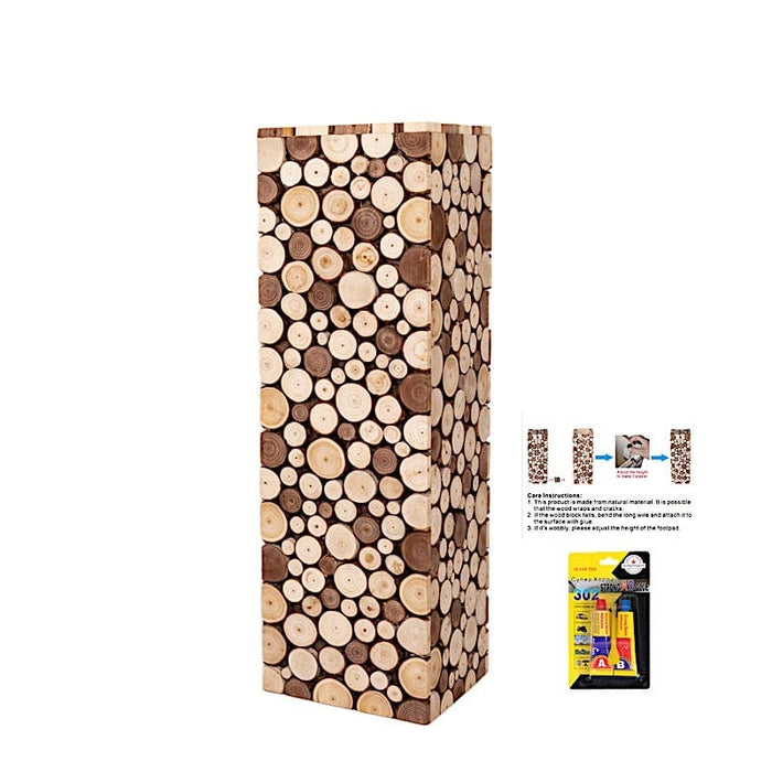 Wooden Slices Pillar Prop Pedestal Stand - Natural