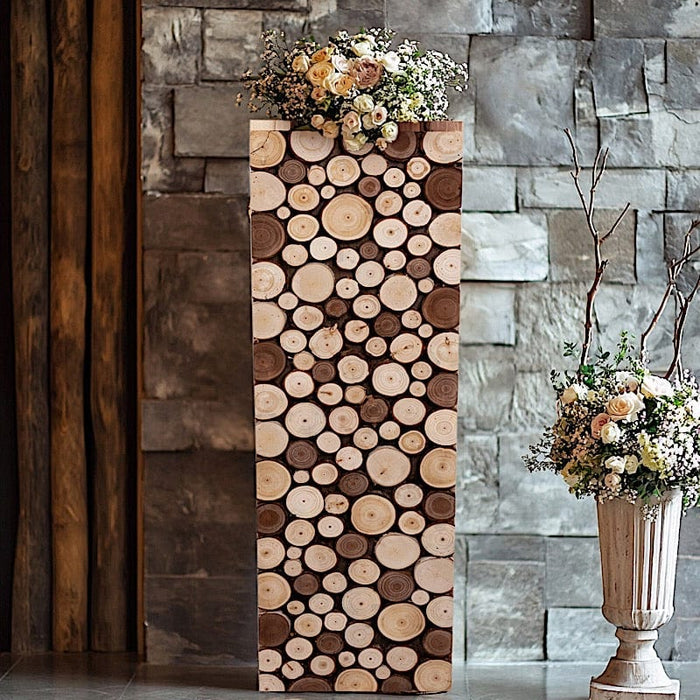 Wooden Slices Pillar Prop Pedestal Stand - Natural