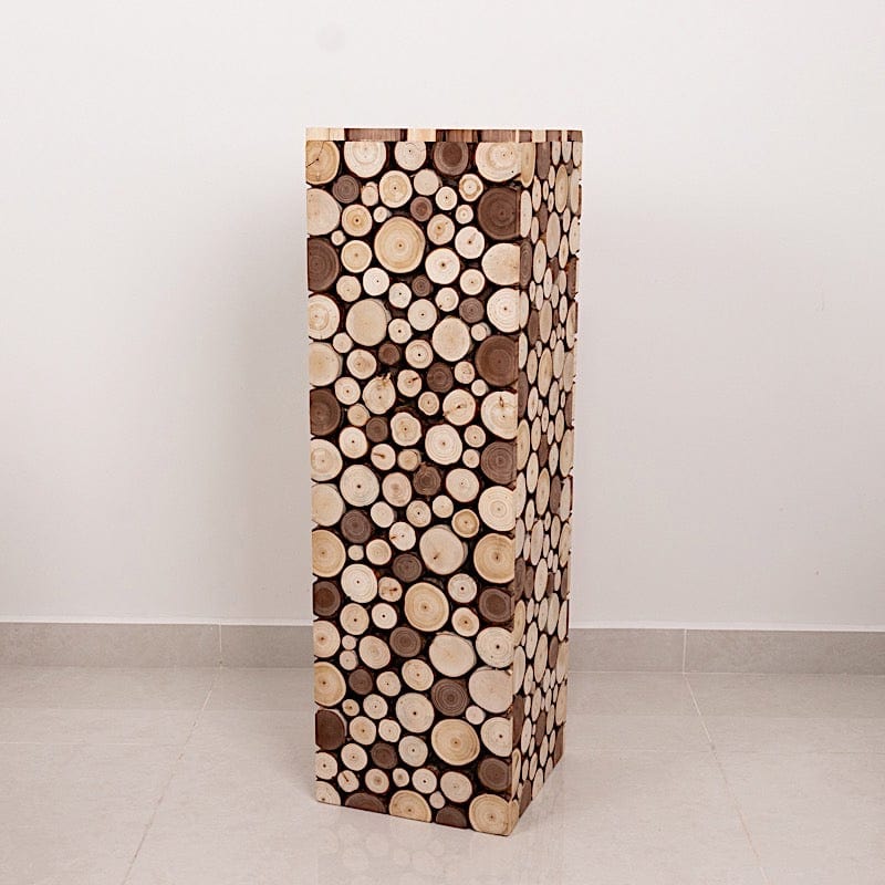 Wooden Slices Pillar Prop Pedestal Stand - Natural