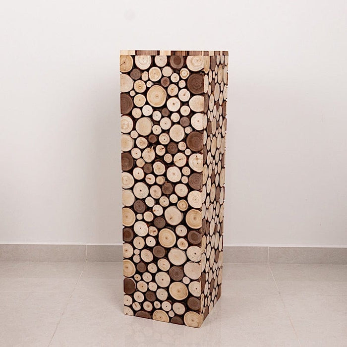 Wooden Slices Pillar Prop Pedestal Stand - Natural
