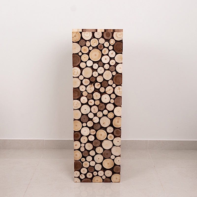 Wooden Slices Pillar Prop Pedestal Stand - Natural