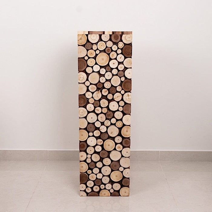 Wooden Slices Pillar Prop Pedestal Stand - Natural