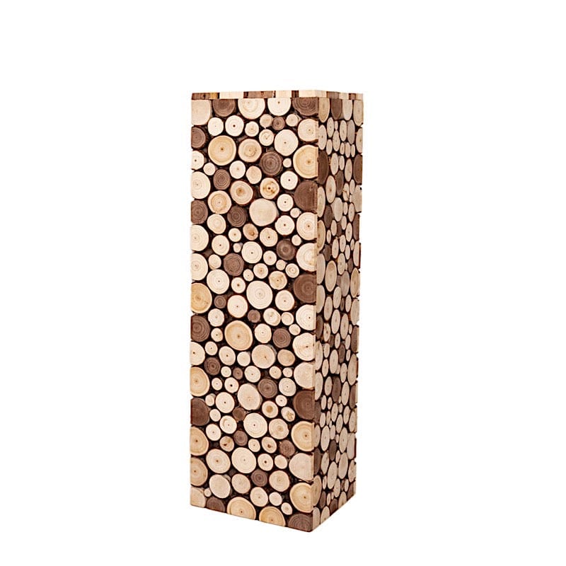 Wooden Slices Pillar Prop Pedestal Stand - Natural