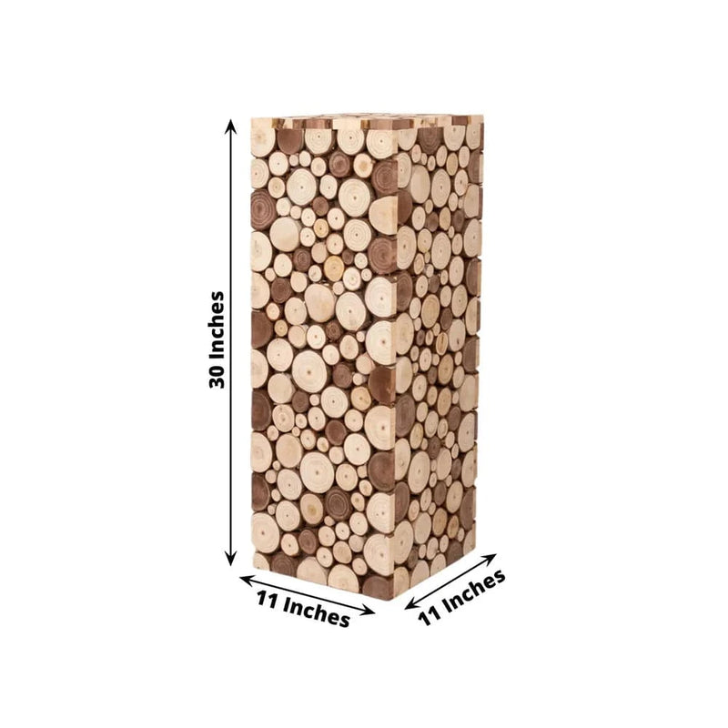 Wooden Slices Pillar Prop Pedestal Stand - Natural