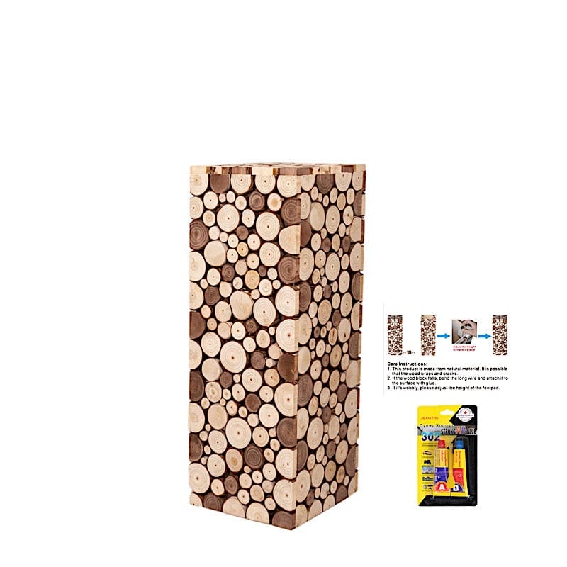 Wooden Slices Pillar Prop Pedestal Stand - Natural