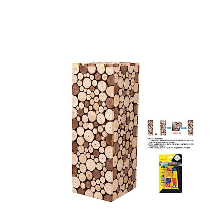 Wooden Slices Pillar Prop Pedestal Stand - Natural