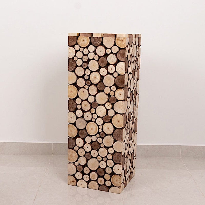 Wooden Slices Pillar Prop Pedestal Stand - Natural