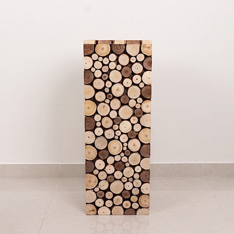 Wooden Slices Pillar Prop Pedestal Stand - Natural