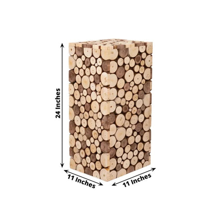 Wooden Slices Pillar Prop Pedestal Stand - Natural