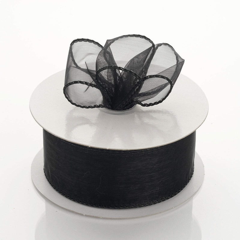 1 1/2" x 10 yards Wired Organza Ribbon RIB_WIRE_15_BLK