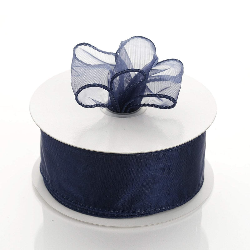 1 1/2" x 10 yards Wired Organza Ribbon RIB_WIRE_15_NAVY