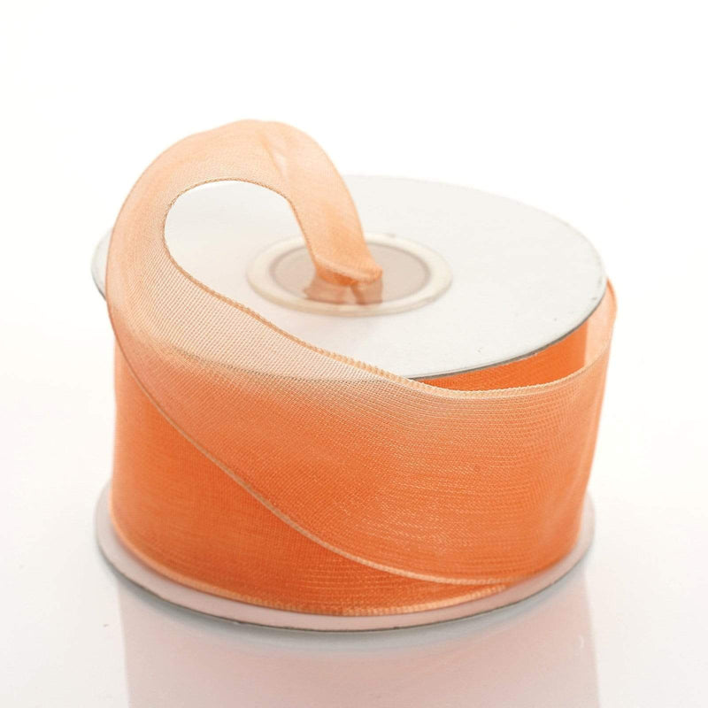 1 1/2" x 10 yards Wired Organza Ribbon RIB_WIRE_15_ORNG