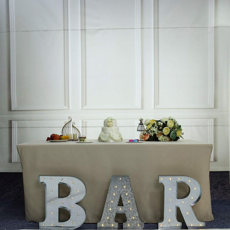 1.7 ft Lighted Metal Marquee Silver Light Up Letter