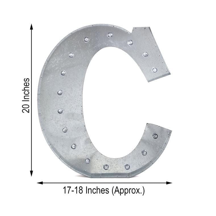 1.7 ft Lighted Metal Marquee Silver Light Up Letter