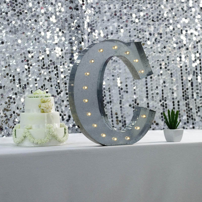 1.7 ft Lighted Metal Marquee Silver Light Up Letter