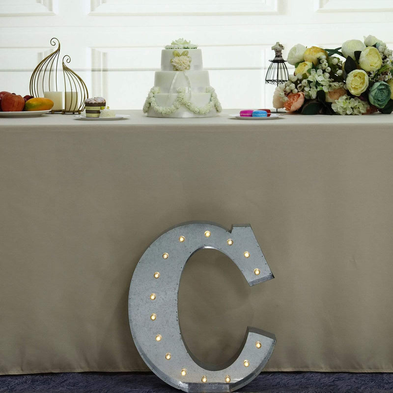 1.7 ft Lighted Metal Marquee Silver Light Up Letter