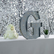 1.7 ft Lighted Metal Marquee Silver Light Up Letter