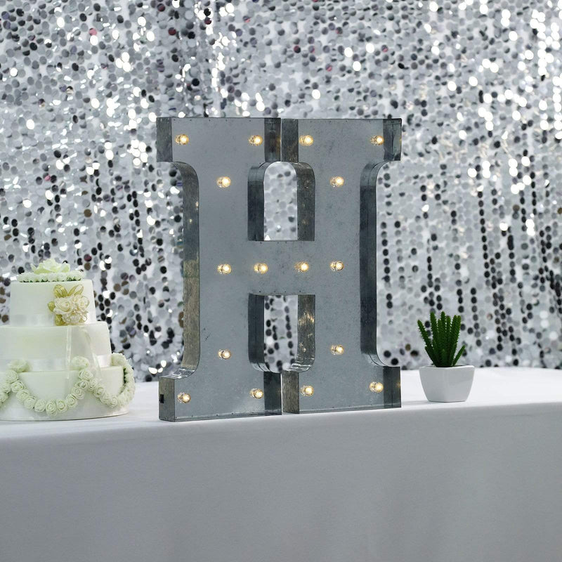 1.7 ft Lighted Metal Marquee Silver Light Up Letter