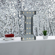 1.7 ft Lighted Metal Marquee Silver Light Up Letter