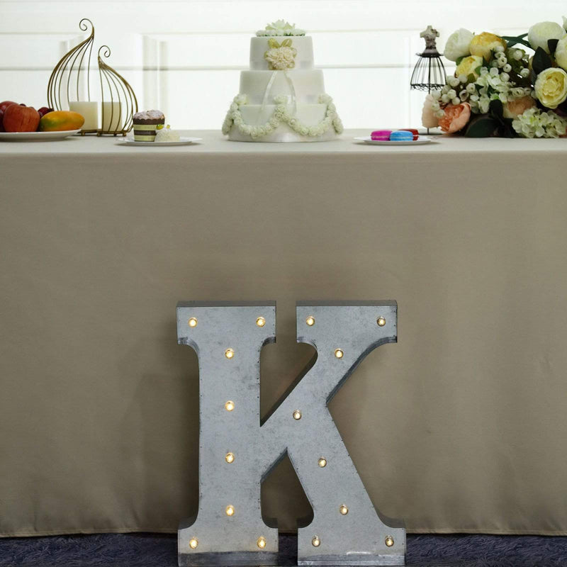 1.7 ft Lighted Metal Marquee Silver Light Up Letter