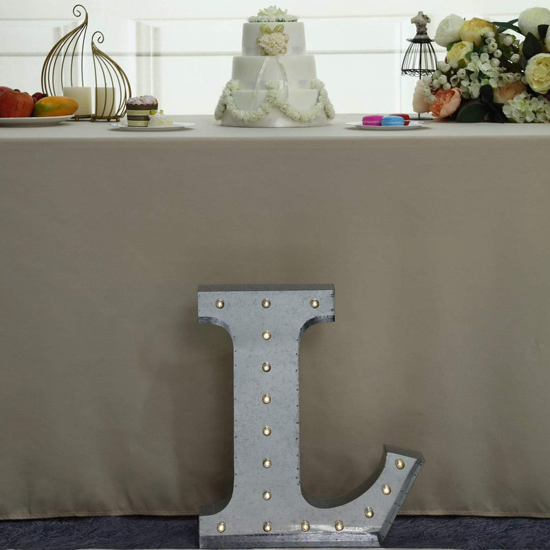 1.7 ft Lighted Metal Marquee Silver Light Up Letter