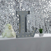 1.7 ft Lighted Metal Marquee Silver Light Up Letter