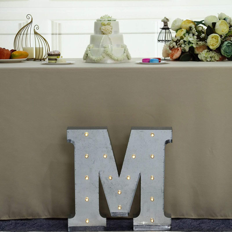1.7 ft Lighted Metal Marquee Silver Light Up Letter