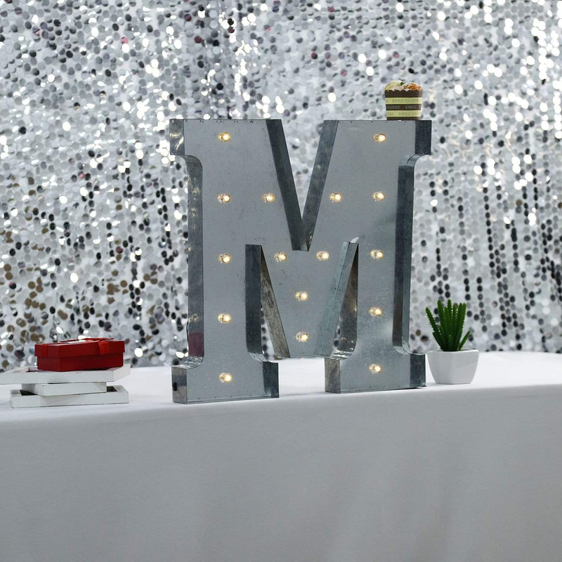1.7 ft Lighted Metal Marquee Silver Light Up Letter