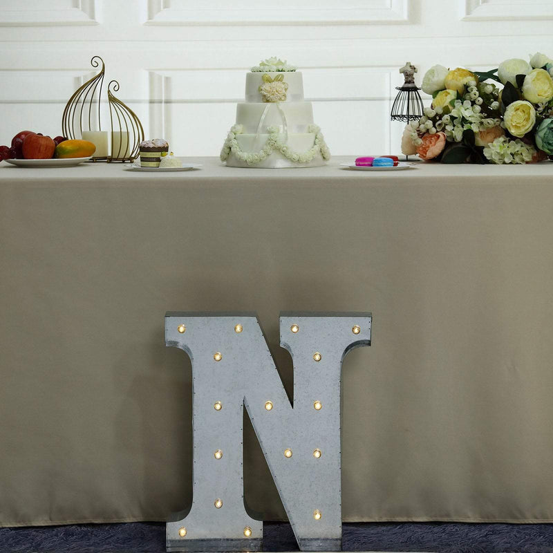 1.7 ft Lighted Metal Marquee Silver Light Up Letter