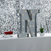 1.7 ft Lighted Metal Marquee Silver Light Up Letter