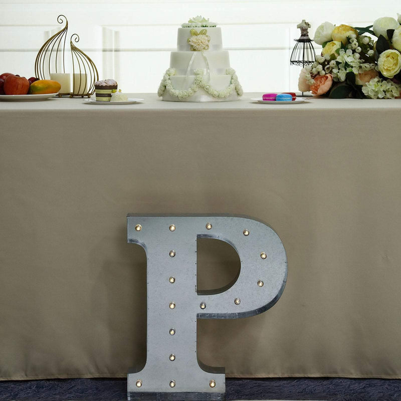 1.7 ft Lighted Metal Marquee Silver Light Up Letter
