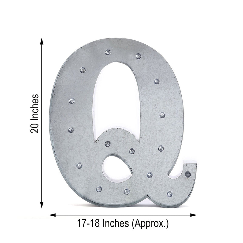 1.7 ft Lighted Metal Marquee Silver Light Up Letter