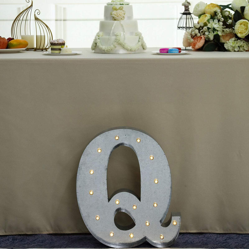 1.7 ft Lighted Metal Marquee Silver Light Up Letter