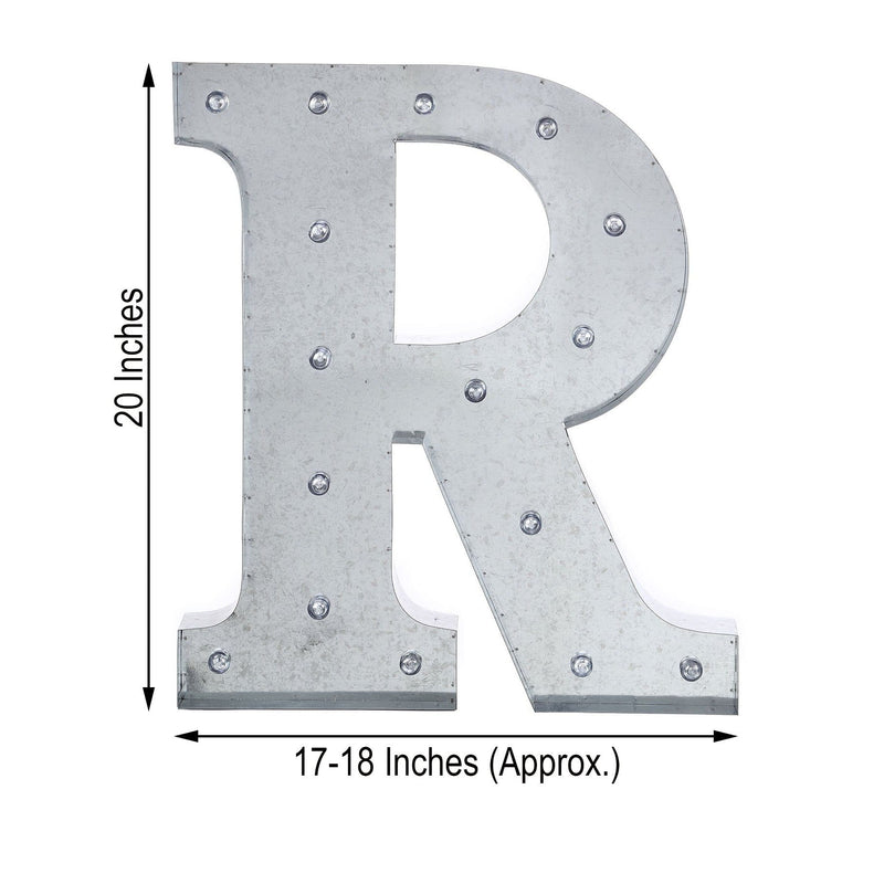 1.7 ft Lighted Metal Marquee Silver Light Up Letter