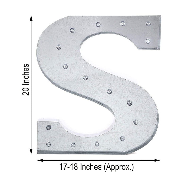 1.7 ft Lighted Metal Marquee Silver Light Up Letter