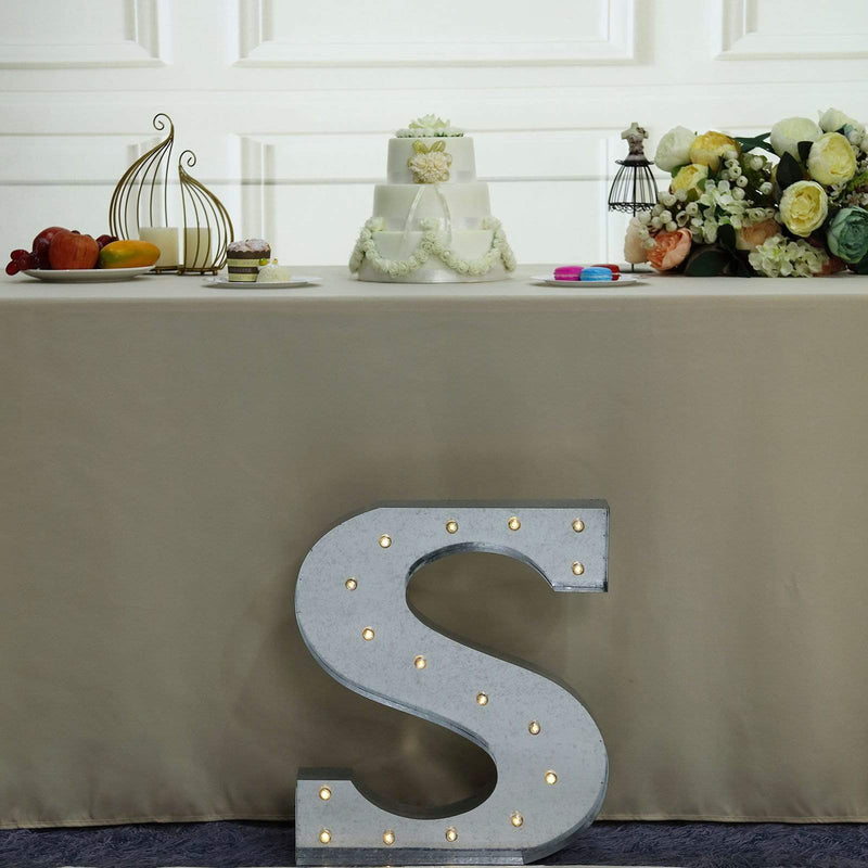 1.7 ft Lighted Metal Marquee Silver Light Up Letter