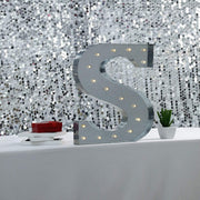 1.7 ft Lighted Metal Marquee Silver Light Up Letter