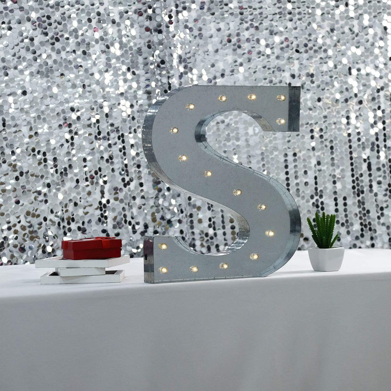 1.7 ft Lighted Metal Marquee Silver Light Up Letter