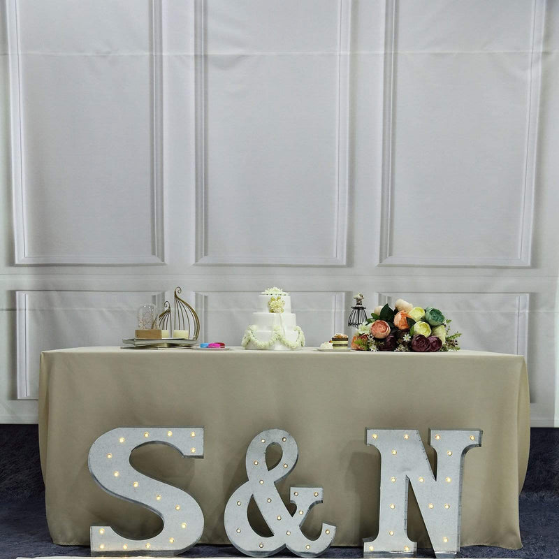 1.7 ft Lighted Metal Marquee Silver Light Up Letter