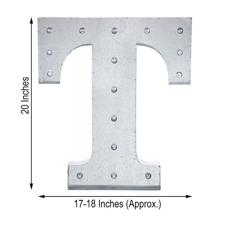 1.7 ft Lighted Metal Marquee Silver Light Up Letter