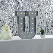 1.7 ft Lighted Metal Marquee Silver Light Up Letter
