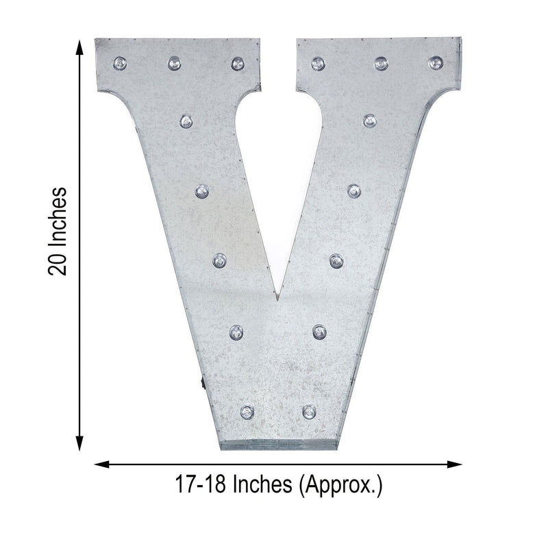 1.7 ft Lighted Metal Marquee Silver Light Up Letter