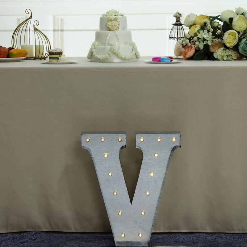 1.7 ft Lighted Metal Marquee Silver Light Up Letter