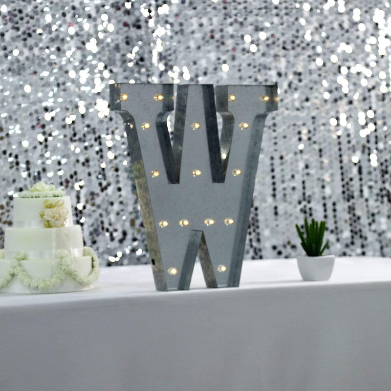 1.7 ft Lighted Metal Marquee Silver Light Up Letter