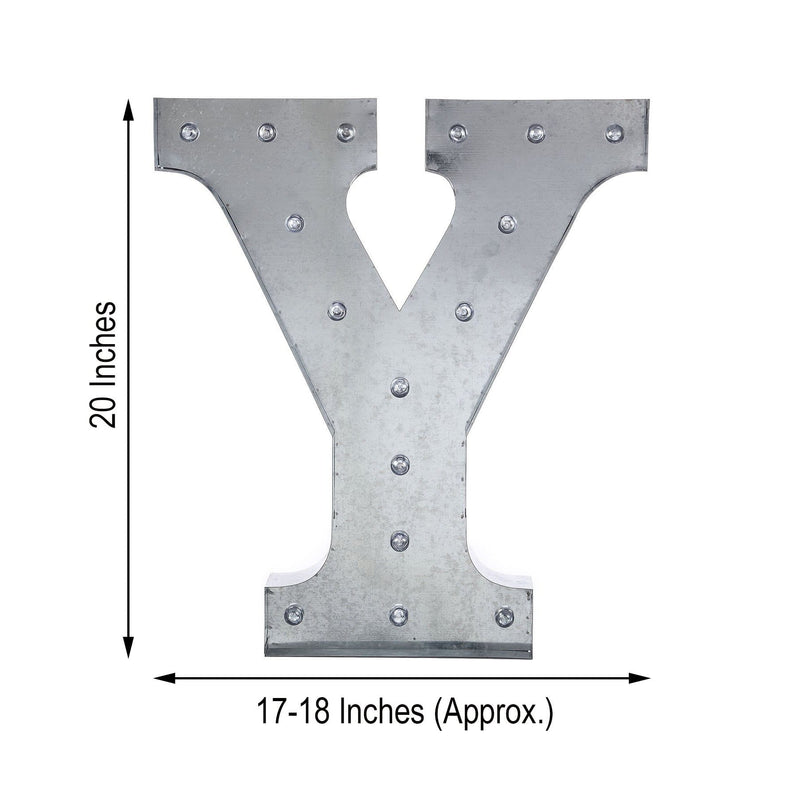 1.7 ft Lighted Metal Marquee Silver Light Up Letter