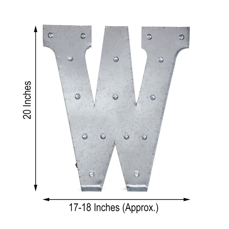 1.7 ft Lighted Metal Marquee Silver Light Up Letter